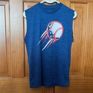 Tek Gear Youth Boys Baseball Muscle Tank Tee Shirt Large Red White Blue